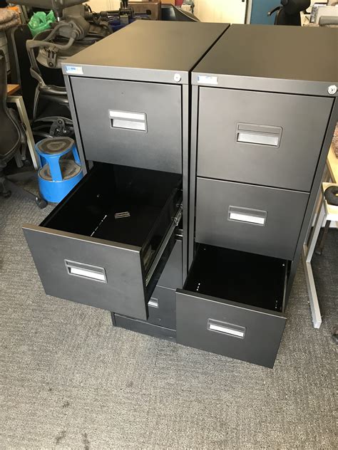 vintage metal black filing cabinet